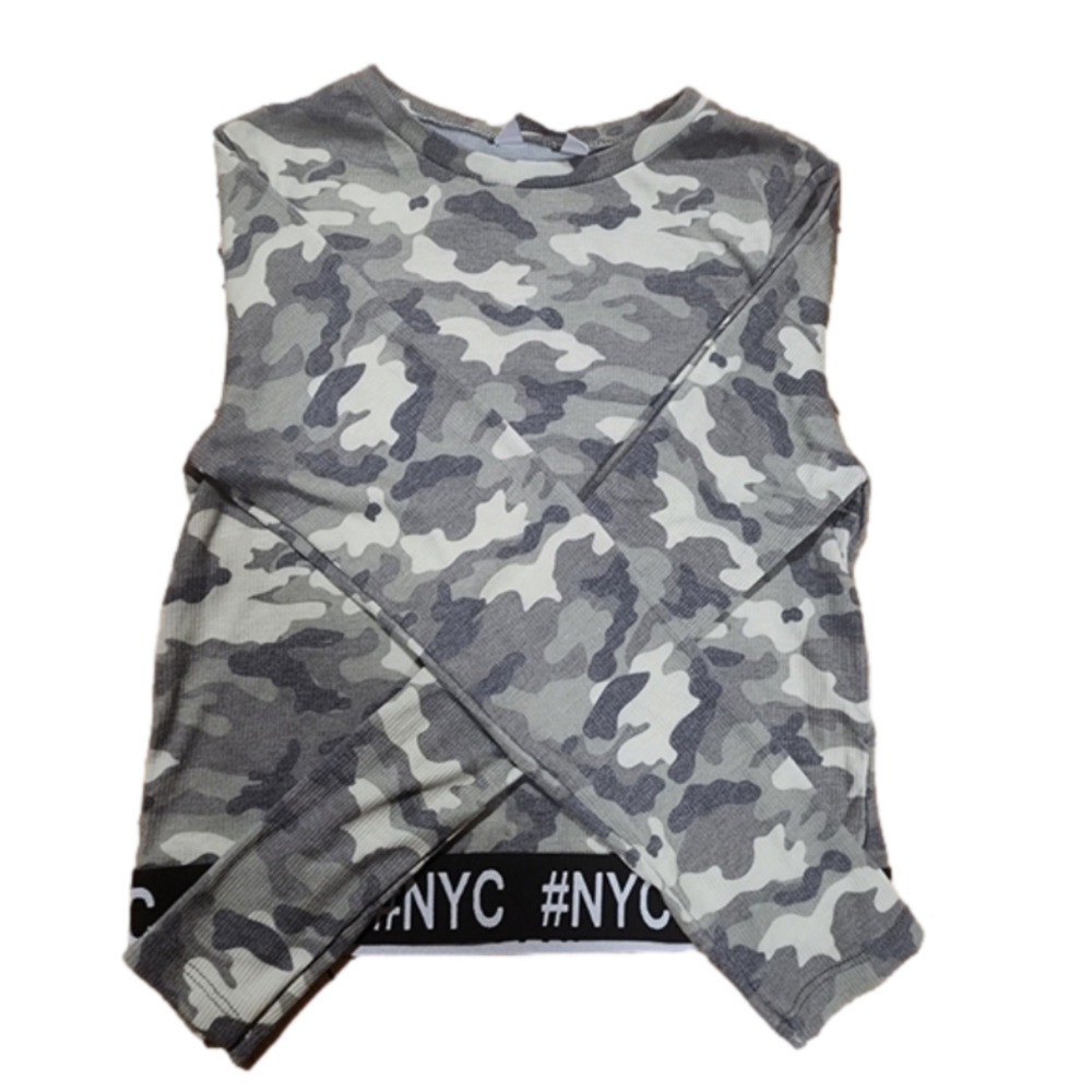 Girls Camo Print Long Sleeve Top
